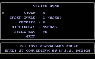 Leander (Atari ST) screenshot: Options