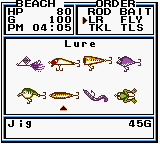 Legend of the River King 2 (Game Boy Color) screenshot: Lure