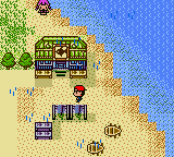 Legend of the River King 2 (Game Boy Color) screenshot: The beach