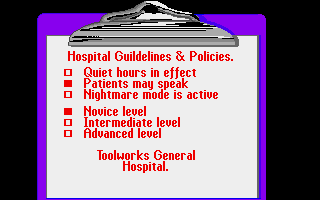 Life & Death (Amiga) screenshot: Game options