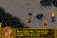 The Lord of the Rings: The Two Towers (Game Boy Advance) screenshot: Frodo and Sam in Emyn Muil