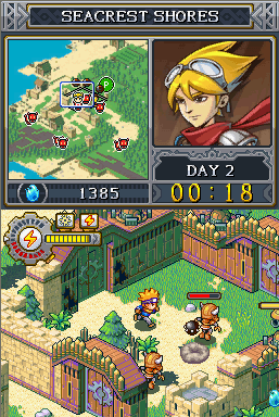 Lock's Quest (Nintendo DS) screenshot: Lock defends the gates he built