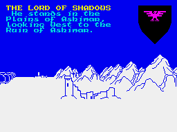 The Lords of Midnight (ZX Spectrum) screenshot: Ruins often contain weapons and other niceties
