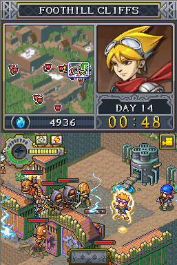 Lock's Quest (Nintendo DS) screenshot: Lock clears the battlefield using his Lightning special ability