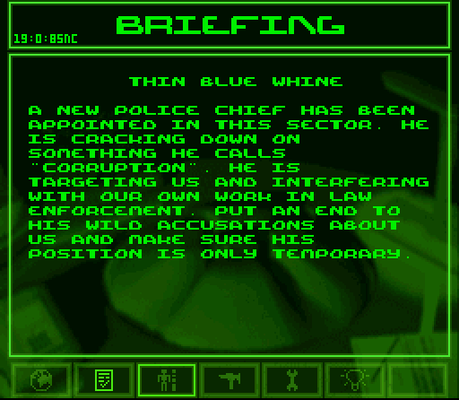 Syndicate (SNES) screenshot: Mission Briefing