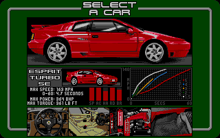 Lotus: The Ultimate Challenge (Atari ST) screenshot: The Esprit Turbo