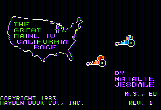 Screenshot of The Great Maine to California Race (Apple II, 1983 ...