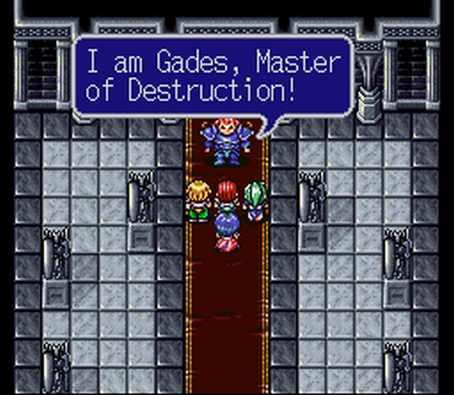 Lufia II: Rise of the Sinistrals (SNES) screenshot: Meeting one of the Sinistrals