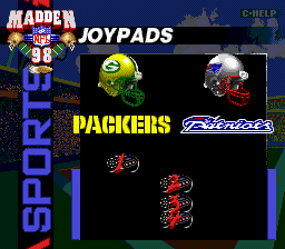 Madden NFL 98 (Genesis) screenshot: The standard EA sports controller selection
