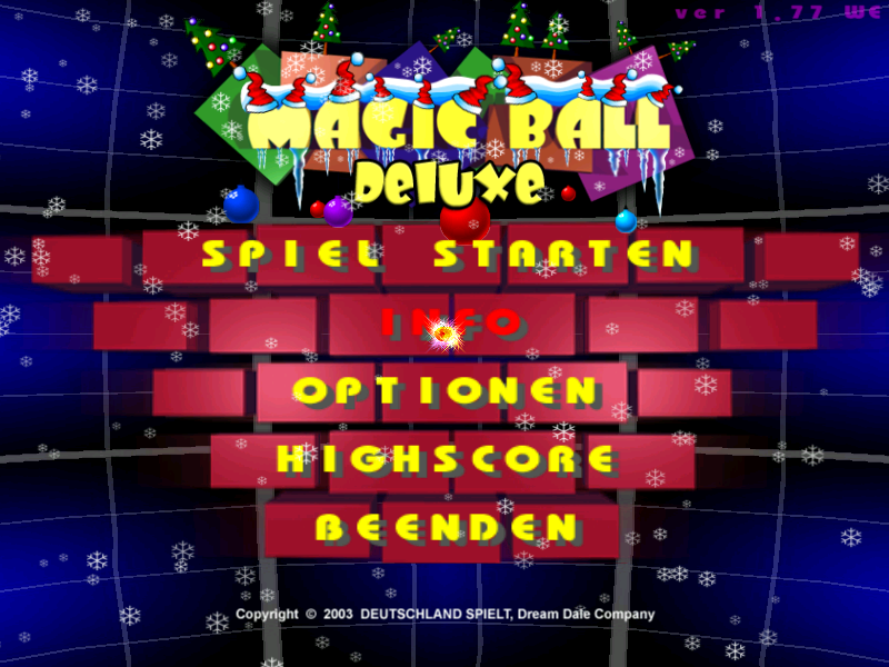 Magic Ball Christmas Edition (Windows) screenshot: Main menu