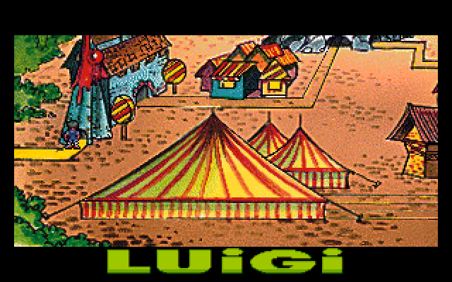 Luigi en Circusland (DOS) screenshot: The map of the circus
