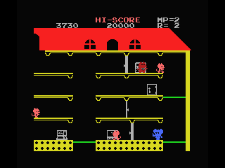Mappy (MSX) screenshot: Round has more trampolines
