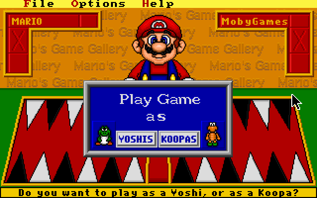 Mario's Game Gallery (DOS) screenshot: Choosing my side again.