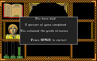 Wizard Warz (Amiga) screenshot: I was defeated