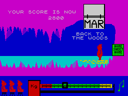 Perils of ... Bear George (ZX Spectrum) screenshot: Spring is coming, it's time to stretch those furry legs and get moving.