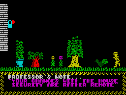 Mega-Bucks (ZX Spectrum) screenshot: Typically eccentric professor behaviour