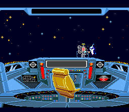 Math Blaster: Episode One - In Search of Spot (SNES) screenshot: While Spot is reparing the ship, a vessel approaches...