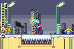Mega Man Zero 4 (Game Boy Advance) screenshot: An example of how the weather can help you