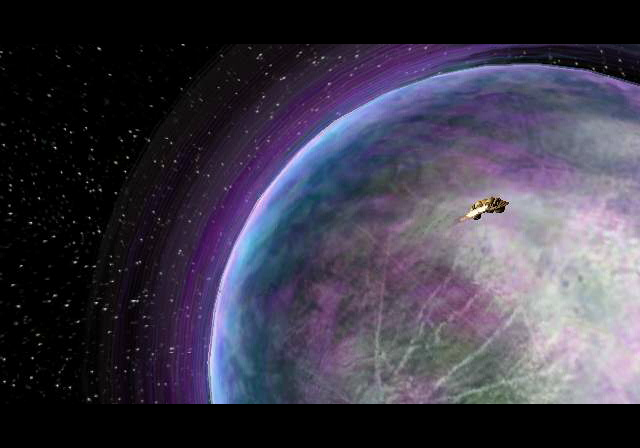 Metroid Prime 2: Echoes (GameCube) screenshot: Introduction: Samus approaches the planet Aether...