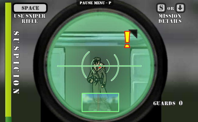 Mercenaries 2: World Nearly in Flames (Browser) screenshot: There he is...I got it trained on his head and all I have to do is pull the trigger.....nah, I don't want to give the ending away.