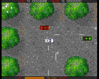 Miami Chase (Amiga) screenshot: ...after when you shoot all red cars first.