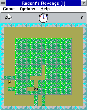 Microsoft Entertainment Pack 2 (Windows 3.x) screenshot: Rodent's Revenge. You're a mouse and you've got to outsmart a cat.