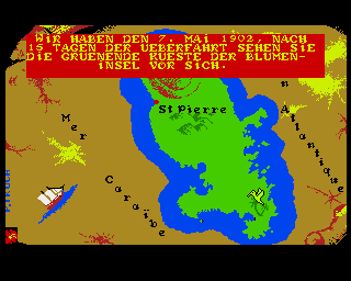 Méwilo (Amiga) screenshot: Intro - Arrival at St Pierre