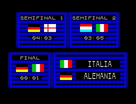 Michel Futbol Master + Super Skills (ZX Spectrum) screenshot: Championship final results