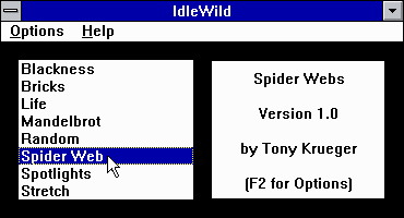 Microsoft Entertainment Pack 2 (Windows 3.x) screenshot: IdleWild. It's not a game, it's rather a pack of screen savers.