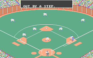 MicroLeague Baseball (Atari ST) screenshot: Good work form the fielding side