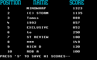 Mind Warp (Atari ST) screenshot: Got a high score!