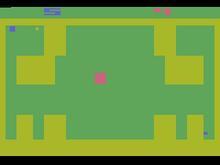 Miniature Golf (Atari 2600) screenshot: Beginning the 5th hole in the upper left corner