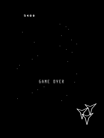 Mine Storm (Vectrex) screenshot: Game over :_(