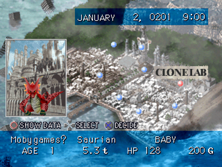 Dragon Seeds (PlayStation) screenshot: Taking the dragon around the city.