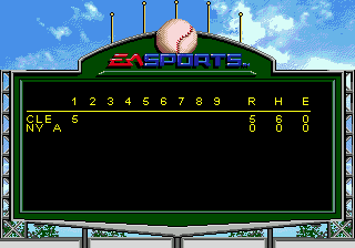 MLBPA Baseball (Genesis) screenshot: Scoreboard
