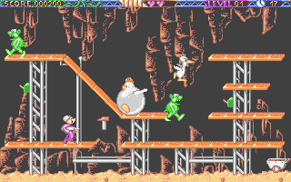 Monster Business (Atari ST) screenshot: Used the gun to expand the bad guy