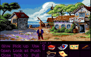 Monkey Island 2: LeChuck's Revenge (Amiga) screenshot: Guybrush is on Booty Island. (Monkey Island 2 Lite Mode)