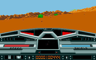 Moon Blaster (Atari ST) screenshot: Speeding up on the Sand Moon