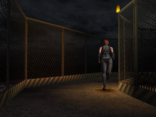 Dino Crisis (PlayStation) screenshot: Running around the complex.