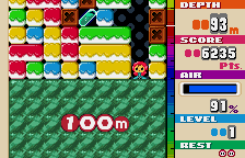 Mr. Driller (WonderSwan Color) screenshot: 100m down!