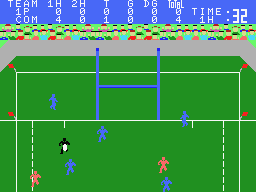 MSX Rugby (MSX) screenshot: Try to kick the ball between the poles