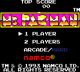 Ms. Pac-Man (Game Gear) screenshot: Title screen