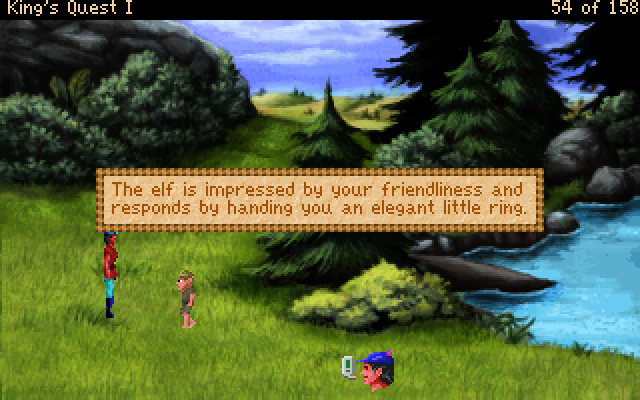 King's Quest: Quest for the Crown (Windows) screenshot: Meeting the elf