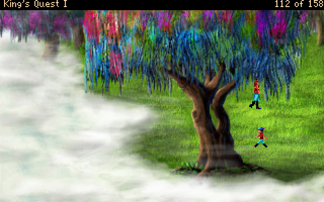 King's Quest: Quest for the Crown (Windows) screenshot: The land of clouds - tree colors have changed much compared to the first remake, but still there's something artificial about them.