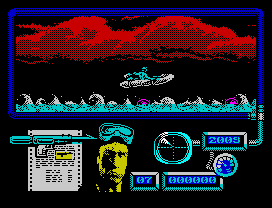 Navy Moves (ZX Spectrum) screenshot: That's the real "Jumping-Rafting"