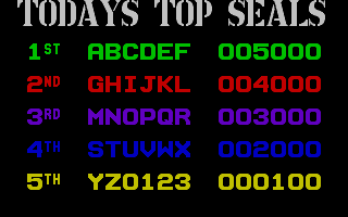 Navy Seals (Atari ST) screenshot: Todays Top Seals (High Score)