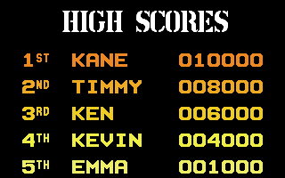 Navy Seals (Amiga) screenshot: High Scores