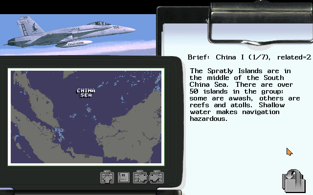 Navy Strike (DOS) screenshot: Campaign briefing