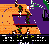NBA in the Zone 2000 (Game Boy Color) screenshot: THROW!