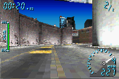 Need for Speed: Underground (Game Boy Advance) screenshot: This is the inside car camera. Not so comfortable, I think...